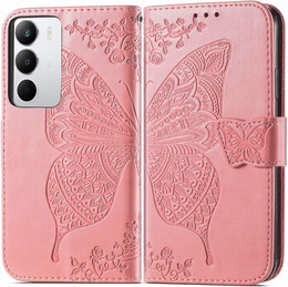 Cu clapetă pentru Realme C71, Butterfly, roz rose gold