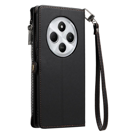 Cu clapetă pentru Xiaomi Redmi 14C / Xiaomi Poco C75, Wallet Zipper Pocket, negru