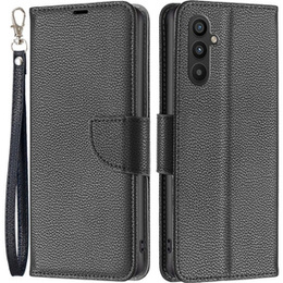 Cu clapetă pentru Samsung Galaxy A34 5G, Wallet Litchi Magnet, negru