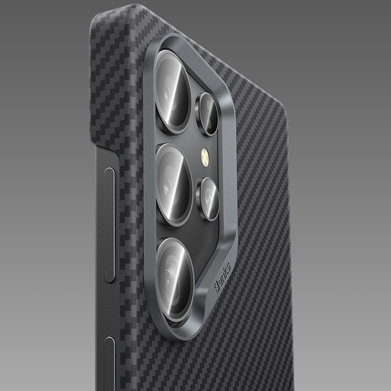 Carcasa BENKS Kevlar pentru Samsung Galaxy S25 Ultra, pentru MagSafe, Carbon Fiber, negru