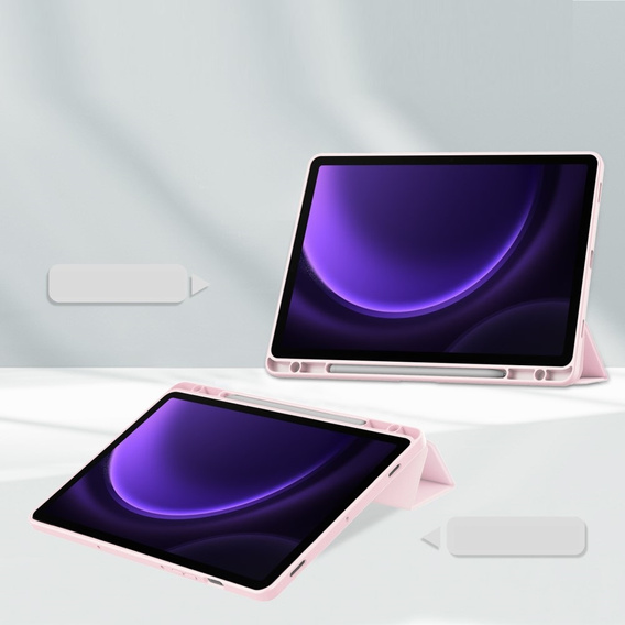 Husă pentru Samsung Galaxy Tab S10 Lite / S10 FE / S9 FE, Smartcase Hybrid, cu spațiu pentru stylus, roz