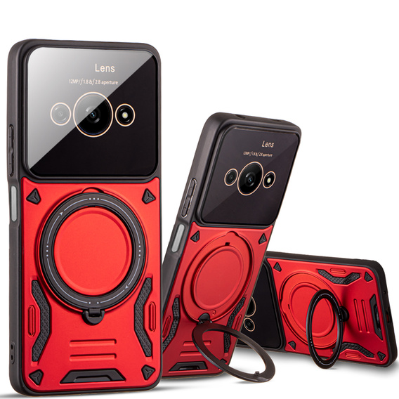 Husă blindată pentru Xiaomi Redmi A3, Magnetic Ring, roșu