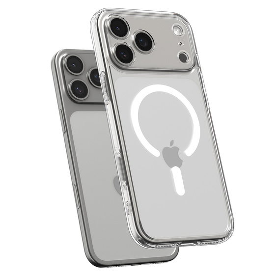 Carcasă Spigen Ultra Hybrid MagSafe pentru iPhone 17 Pro, transparentă / albă