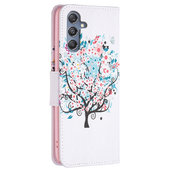 Cu clapetă pentru Samsung Galaxy M34, Wallet, colorful tree, alb