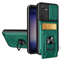 Husă blindată pentru Samsung Galaxy A54 5G, Camera Slide Card Slot, verde