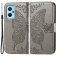 Cu clapetă pentru Realme 9i / Oppo A96, Butterfly, gri