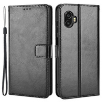 Cu clapetă pentru Samsung Galaxy Xcover 6 Pro 5G, Crazy Horse Wallet, negru