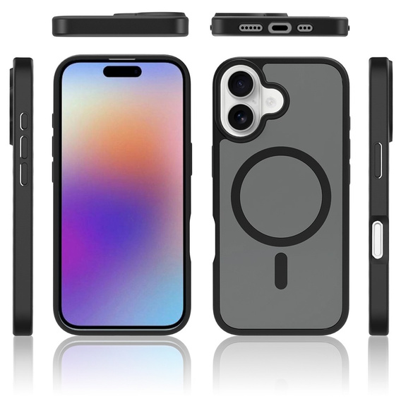 Carcasă Matt pentru iPhone 17, pentru MagSafe, negru translucid