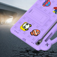 Husă pentru copii pentru Samsung Galaxy Tab S7/S8/S9, Cute Patterns, cu suport, violet