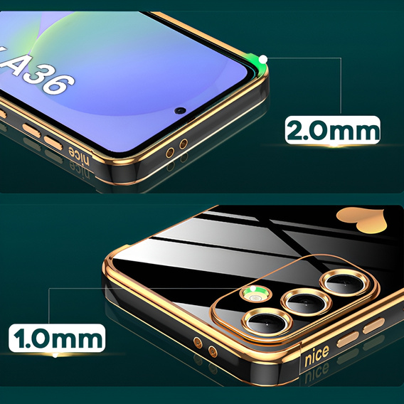 Carcasa pentru Samsung Galaxy A36, Electro heart, negru + sticlă 9H