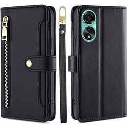 Cu clapetă pentru Oppo A78 4G, Wallet Zipper Pocket, negru