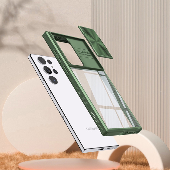 Huse pentru Samsung Galaxy S23 Ultra, Slide Camera, verde