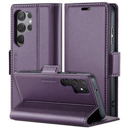 Husă pentru Samsung Galaxy S24 Ultra, ERBORD Glossy Litchi, portofel cu clapetă, violet