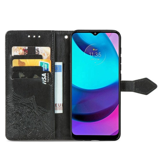 Cu clapetă pentru Motorola Moto E20/E30/E40, Mandala, negru