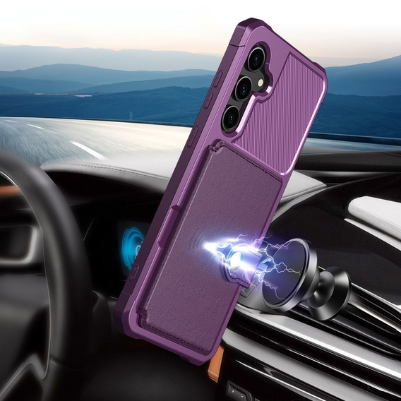 Husa pentru Samsung Galaxy S23 FE, Card Holder Kickstand, violet