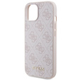 GUESS Huse pentru iPhone 15, 4G Metal Gold Logo, roz