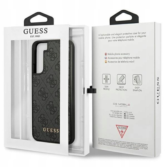 GUESS Huse pentru Samsung Galaxy S23, 4G Metal Gold Logo, gri