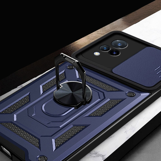 Husă blindată pentru Vivo V21 5G, CamShield Slide, albastru închis