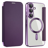 Cu clapetă pentru Samsung Galaxy A26, RFID Wallet MagSafe CamShield, violet