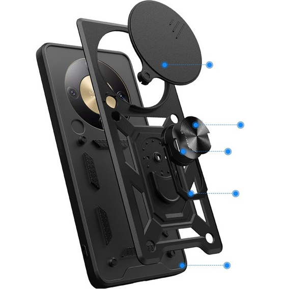 Husă blindată CamShield Slide cu capac pentru cameră și inel pentru Honor Magic 8 Lite