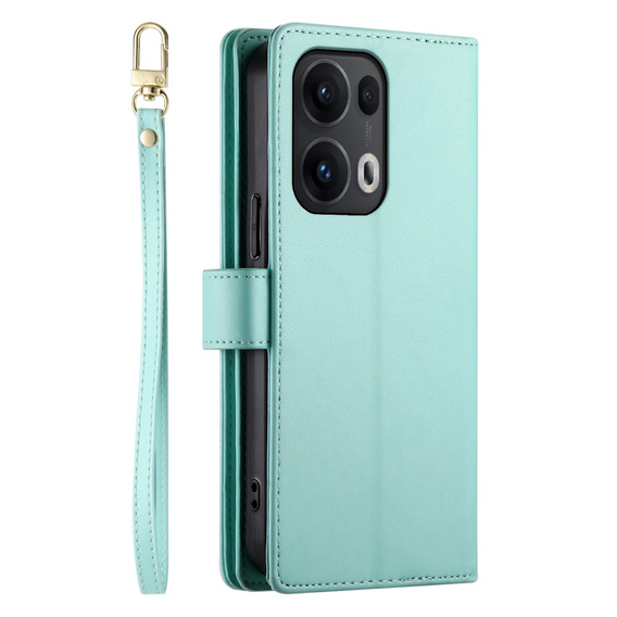 Cu clapetă pentru Oppo Reno 13 Pro 5G, Wallet Zipper Pocket, de mentă