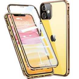 Husa pentru iPhone 12, Magnetic Dual Glass, de aur