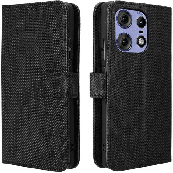 Cu clapetă pentru Motorola Edge 50 Pro, Wallet Smart Magnet, negru