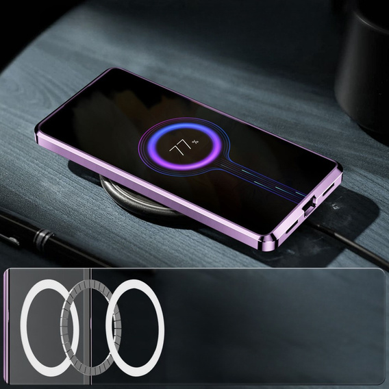 Carcasă de protecție pentru camera foto pentru Samsung Galaxy S21 FE 5G, CamShield MagSafe, transparent / violet