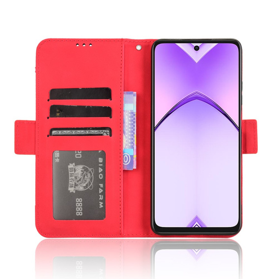 Cu clapetă pentru Oppo A40 / Oppo A40m, Card Slot, roșu