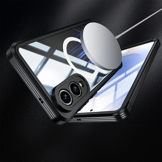 Husă pentru Samsung Galaxy S25 Edge, Shockproof, cu sticlă, pentru MagSafe, negru