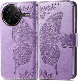Cu clapetă pentru Xiaomi Poco F7 Ultra, Butterfly, violet