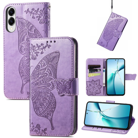 Cu clapetă pentru Samsung Galaxy S25 Edge, Butterfly, violet