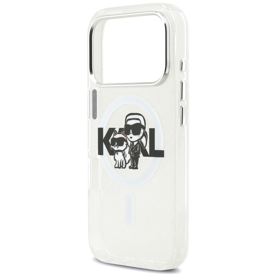Husă Karl Lagerfeld IML Glitter Karl și Choupette MagSafe pentru iPhone 17 Pro