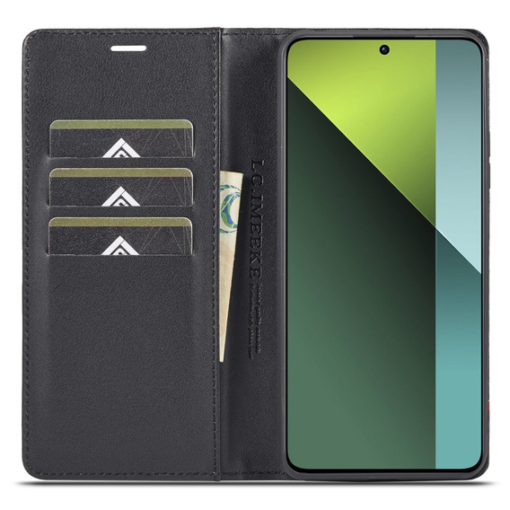 Carcasă cu clapetă pentru Xiaomi Redmi Note 13 5G, Carbon LC.IMEEKE, negru