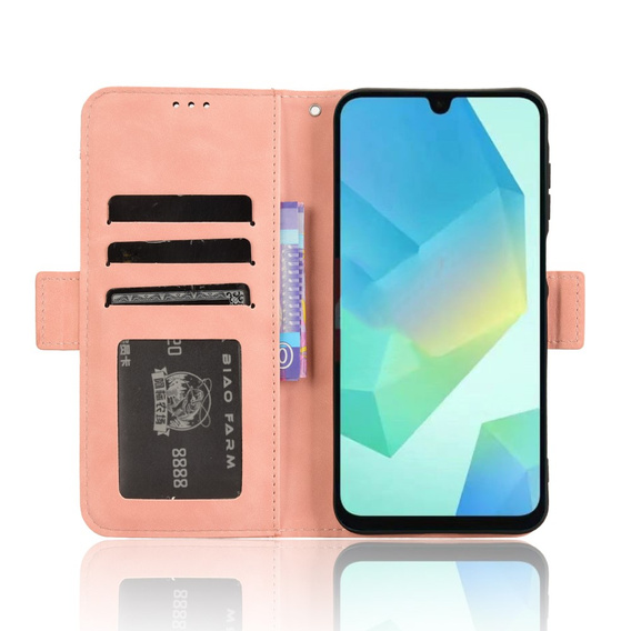 Cu clapetă pentru Samsung Galaxy A16, Card Slot, roz