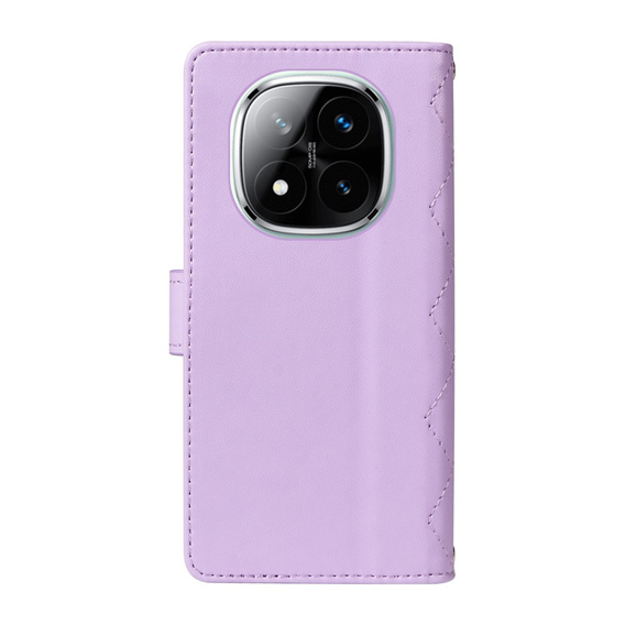 Husă cu clapetă pentru Xiaomi Redmi Note 14 Pro 5G / Xiaomi Redmi Note 14 Pro+ 5G / Xiaomi Poco X7 5G, Rhombus Crossbody Leather, violet