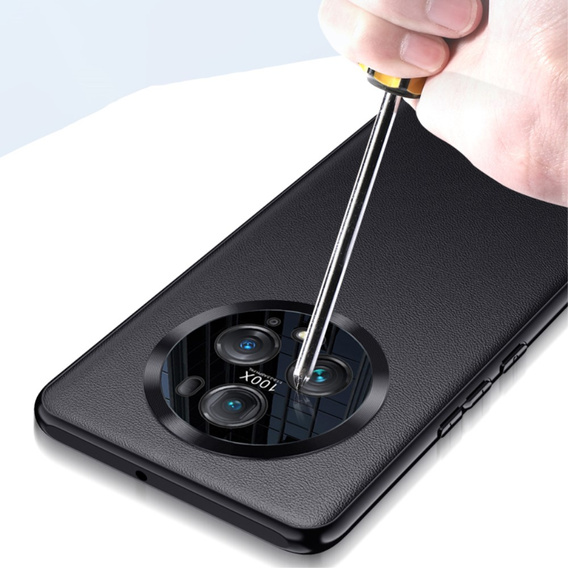 Husă din piele pentru Honor Magic 5 Pro, leather hybrid, negru