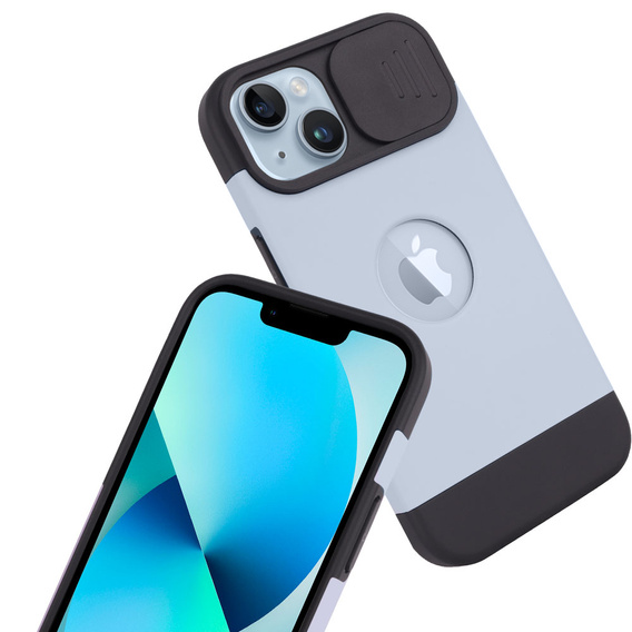 Husă ERBORD MagSafe Cam Slider, albastră + sticlă pentru ecran pentru iPhone 13 / iPhone 14
