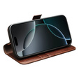 QIALINO Carcasă cu flip din piele de vacă originală pentru iPhone 17 Pro, maro