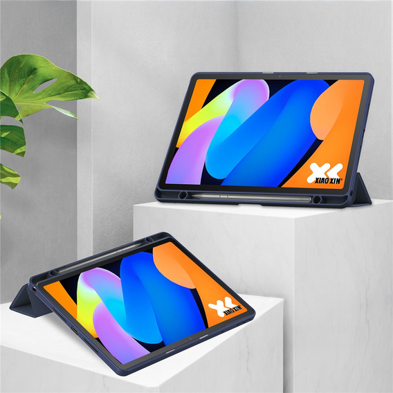 Husă pentru Lenovo Idea Tab 11" 2025 TB336FU TB336ZU, cu spate transparent și suport pentru stylus, albastru marin