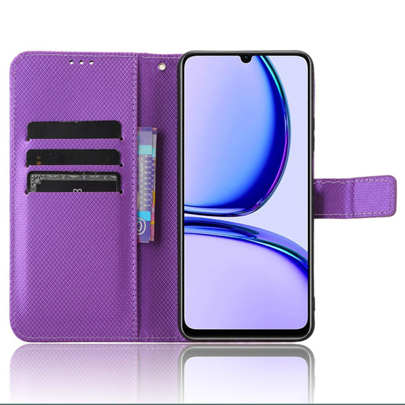 Cu clapetă pentru Realme Note 50, Wallet Smart Magnet, violet