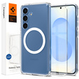 Carcasă MagSafe Spigen pentru Samsung Galaxy S25+ Plus, Ultra Hybrid, transparent / alb + 9H Tempered Glass