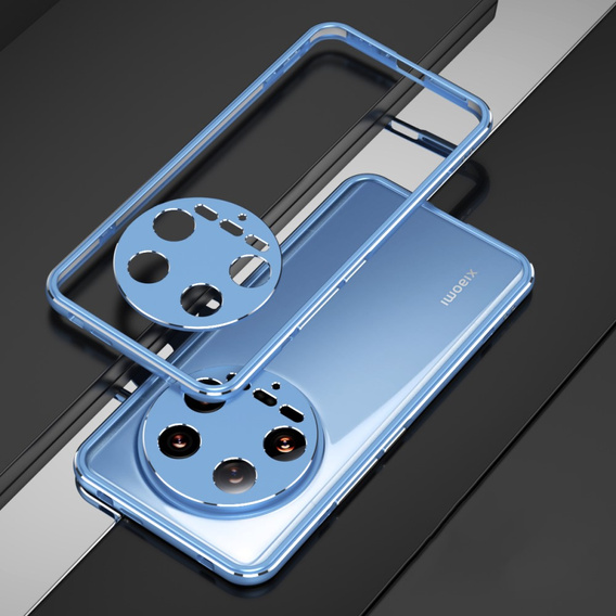 Husa pentru Xiaomi 14 Ultra, Armor Bumper, cu capac pentru obiectiv, albastru / argintiu