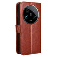Cu clapetă pentru Xiaomi 14 Ultra, Crazy Horse Wallet, maro