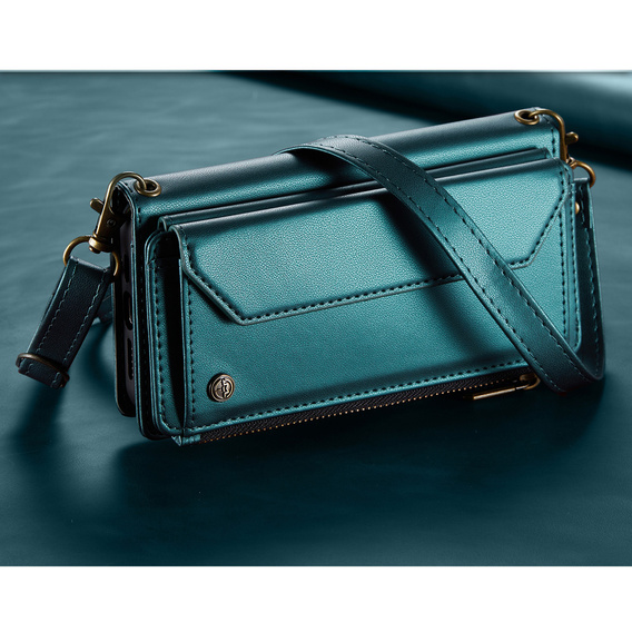 Husă din piele CASEME RFID pentru Samsung Galaxy A57 5G, verde