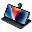 Cu clapetă pentru iPhone 15, Wallet Zipper Pocket, negru