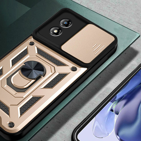 Husă blindată pentru Motorola Moto E13, CamShield Slide, de aur