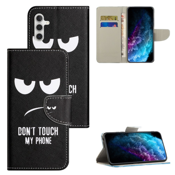 Cu clapetă pentru Samsung Galaxy M15 5G, Wallet, Don't Touch My Phone negru