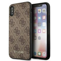 GUESS Huse pentru iPhone XS Max, 4G Metal Gold Logo, maro