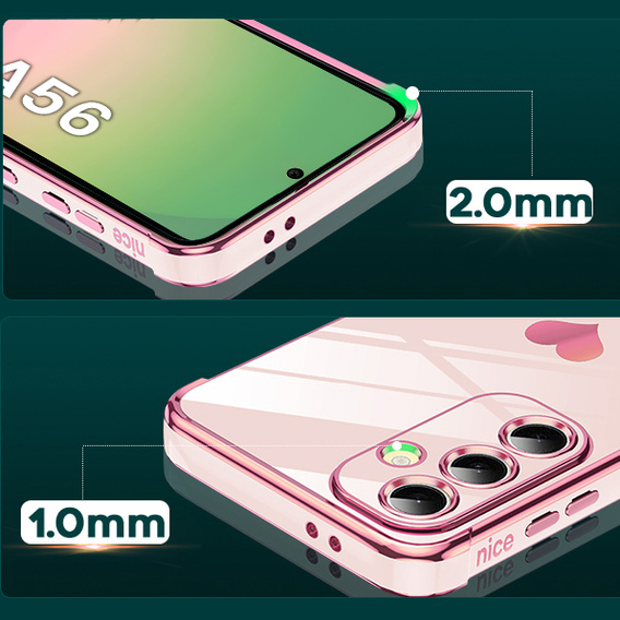 Carcasa pentru Samsung Galaxy A56, Electro heart, roz rose gold + sticlă 9H